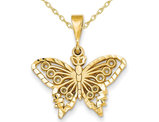 14K Yellow Gold Butterfly Pendant Necklace with Chain